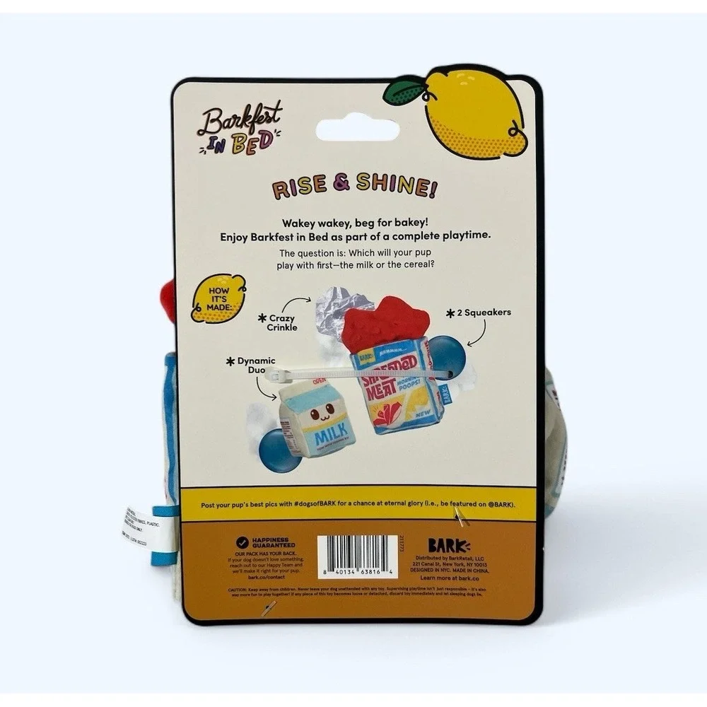 Bark Box Barkfest in Bed Balanced Breakfast Shredded Meat & Milk Multi-Toy XS/S